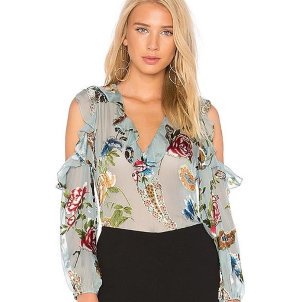 Alice + Olivia Gia Cold Shoulder Blouse